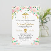 Invitation Aquarelle rose Floral RN Nurse Party (Debout devant)