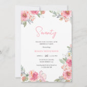Invitation Aquarelle rose Floral Soixante-dix-septième annive (Devant)