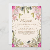 Invitation Aquarelle rose Floral Surprise 75e anniversaire (Devant)