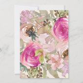 Invitation Aquarelle rose Floral Surprise 75e anniversaire (Dos)