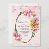 Invitation Aquarelle rose Floral Thé nuptial (Devant)