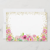 Invitation Aquarelle rose Floral Un peu de lapin Photo Annive (Dos)