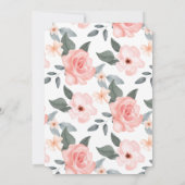 Invitation Aquarelle Rose Floral Wreath Baptême 1er anniversa (Dos)