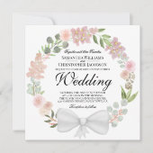 Invitation Aquarelle rose Floral Wreath Mariage élégant (Devant)