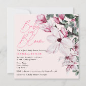 Invitation Aquarelle rose florale dans le Baby shower en fleu (Devant)
