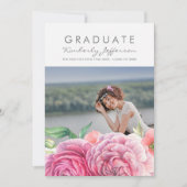 Invitation Aquarelle rose florale Élégante graduation photo (Devant)
