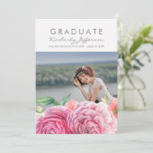 Invitation Aquarelle rose florale Élégante graduation photo (Debout devant)