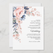 Invitation Aquarelle rose florale Mariage botanique (Devant)