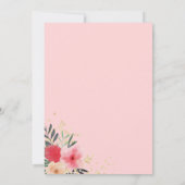 Invitation Aquarelle rose florale or brunch de pâques chasse (Dos)