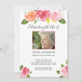 Invitation Aquarelle rose florale Photo de célébration de la  (Devant)