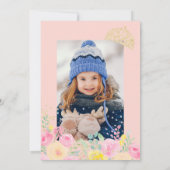 Invitation Aquarelle rose florale photo tiara princesse (Dos)