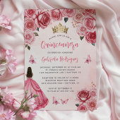 Invitation Aquarelle rose florale Quinceañera