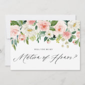 Invitation Aquarelle rose florale Soyez mon maître d'honneur (Devant)