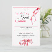 Invitation Aquarelle rose Flow Ribbon Sweet 16 Anniversaire (Debout devant)