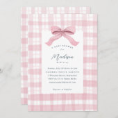 Invitation Aquarelle rose foncé plaid et Baby shower de la cr (Devant / Derrière)