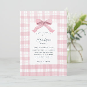 Invitation Aquarelle rose foncé plaid et Baby shower de la cr