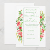 Invitation Aquarelle Rose Garden Bouquet Rose (Devant / Derrière)