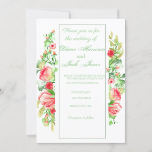 Invitation Aquarelle Rose Garden Bouquet Rose