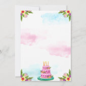 Invitation Aquarelle rose Gâteau floral Anniversaire (Dos)