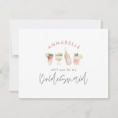 Invitation Aquarelle rose girly peint boissons bridesmaid (Devant)
