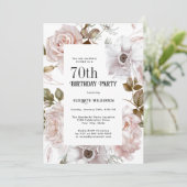 Invitation Aquarelle rose glace Roses Floral 70e anniversaire (Debout devant)