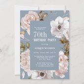 Invitation Aquarelle rose glace Roses Floral 70e anniversaire (Devant)