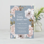 Invitation Aquarelle rose glace Roses Floral 70e anniversaire (Debout devant)