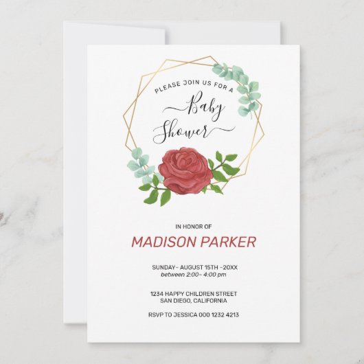 Invitation Aquarelle Rose Gold Frame (Devant)