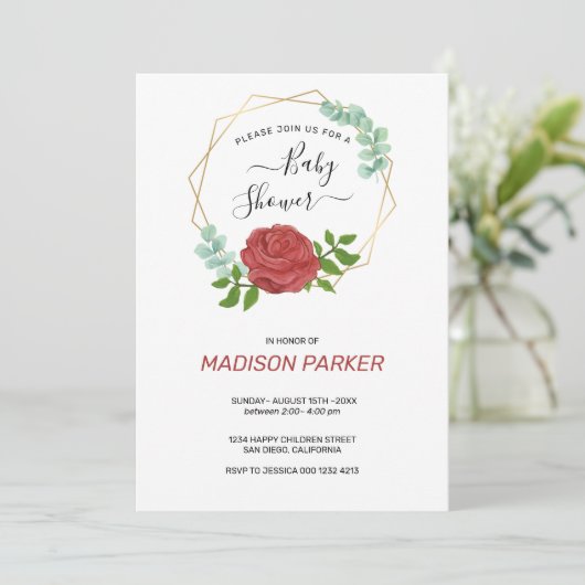 Invitation Aquarelle Rose Gold Frame (Debout devant)