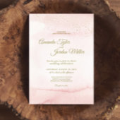 Invitation Aquarelle rose Gold Type