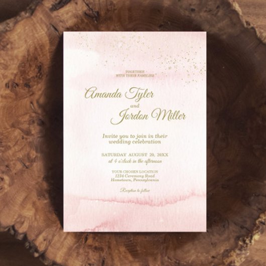 Invitation Aquarelle rose Gold Type