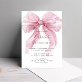 Invitation Aquarelle rose Gros Bow fête d'anniversaire