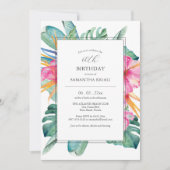 Invitation Aquarelle rose Hibiscus 60e anniversaire Invitatio (Devant)