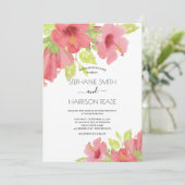 Invitation Aquarelle rose Hibiscus Floral Mariage (Debout devant)