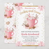 Invitation Aquarelle Rose Hiver Cookies & Baby shower de caca (Devant / Derrière)