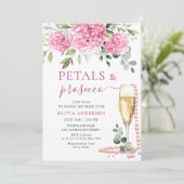 Invitation Aquarelle rose Hydrangea PETALS & Prosecco (Debout devant)