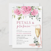 Invitation Aquarelle rose Hydrangea PETALS & Prosecco (Devant)