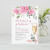 Invitation Aquarelle rose Hydrangea PETALS & Prosecco (Debout devant)
