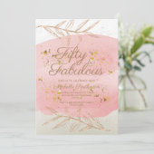 Invitation Aquarelle rose ivoire et poussière d'or 50e annive (Debout devant)