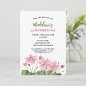Invitation Aquarelle rose japonais Anémone Anniversaire (Debout devant)