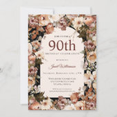 Invitation Aquarelle rose Jardin Arc floral 90e anniversaire (Devant)