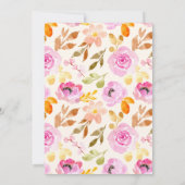Invitation Aquarelle rose Jardin Baby shower Floral (Dos)
