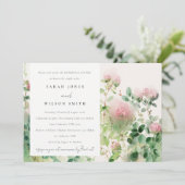 Invitation Aquarelle rose Jardin Floral Dîner de répétition (Debout devant)