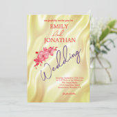 Invitation Aquarelle rose jaune (Debout devant)