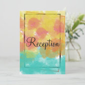 Invitation Aquarelle rose jaune bleu Mariage géométrique (Debout devant)