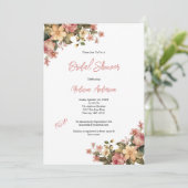 Invitation Aquarelle rose jaune Fête des mariées florale (Debout devant)