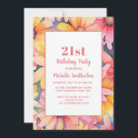 Invitation Aquarelle rose jaune orange florale 21e anniversai<br><div class="desc">Invitation de fête du 21e anniversaire avec un joli arrière - plan de fleurs d'aquarelle rose,  jaune et orange. Contactez-moi pour obtenir de l'aide sur vos personnalisations ou pour demander des produits Zazzle correspondants ou coordonnés supplémentaires pour votre célébration.</div>