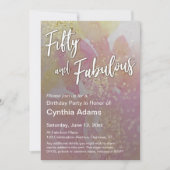 Invitation Aquarelle rose jaune Parties scintillant Cinquante (Devant)