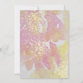 Invitation Aquarelle rose jaune Parties scintillant Cinquante (Dos)