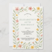 Invitation Aquarelle rose jaune Sage vert Floral 60e (Devant)